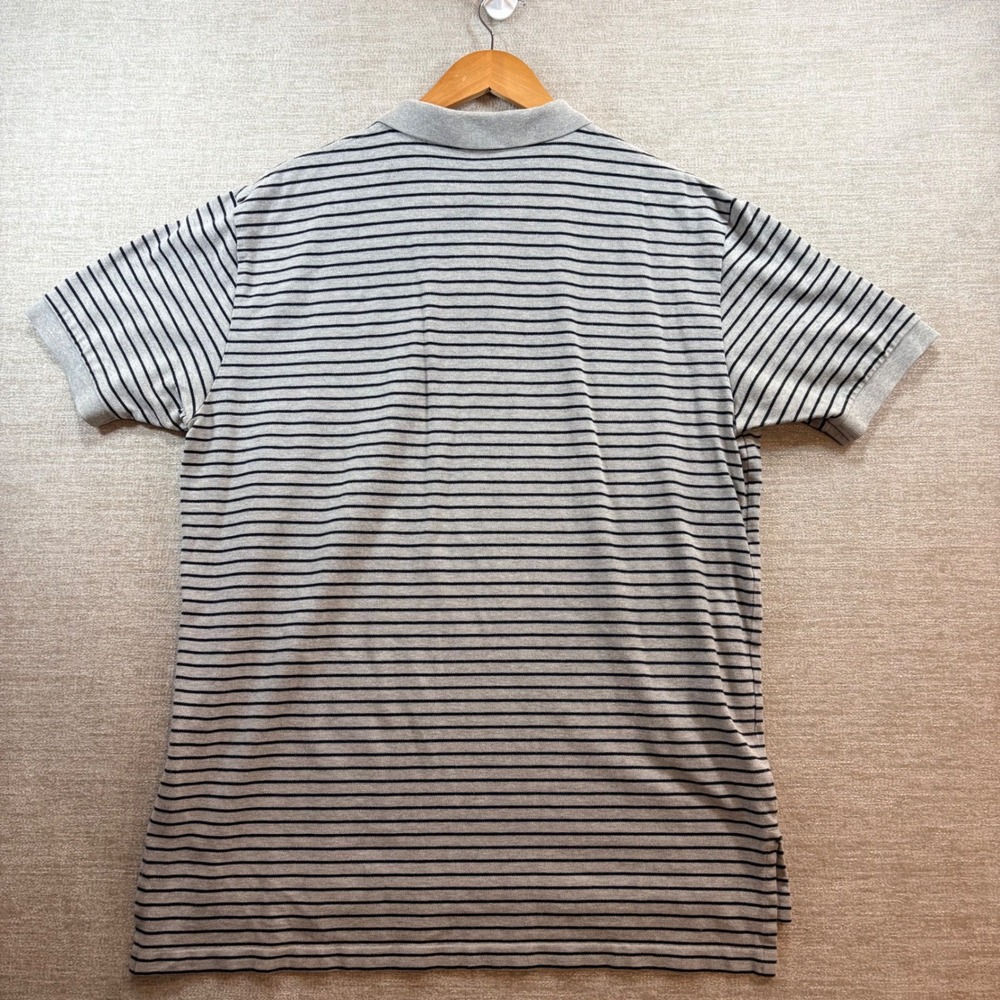 Polo Ralph Lauren Men XL Grey Black Striped Cotton Pique Polo Classic Preppy EUC - Picture 9 of 12